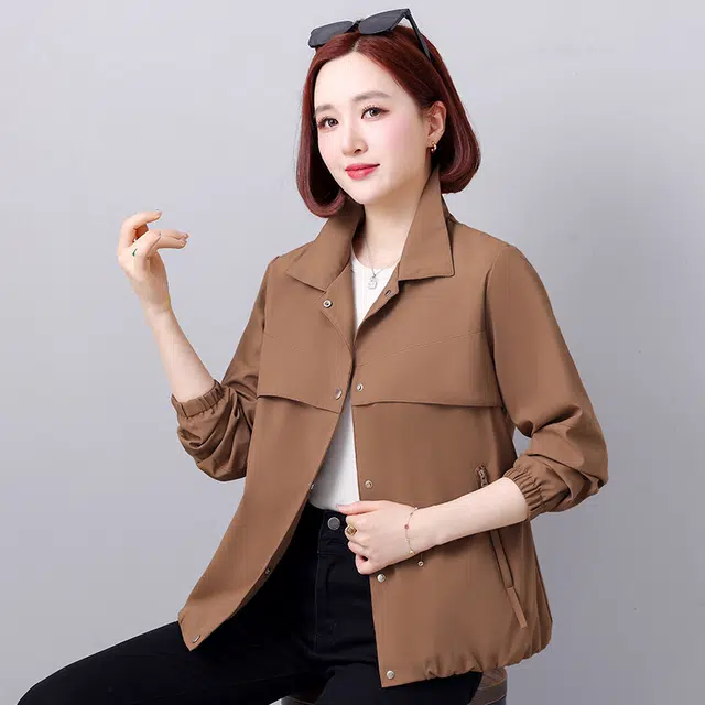 缪斯的诱惑 高级感外套轻盈舒适简约百搭防风轻便户外工装登山服通勤显瘦单排扣上衣耐磨耐用运动休闲拼接纯色经典飞行员时尚立领夹克 女款