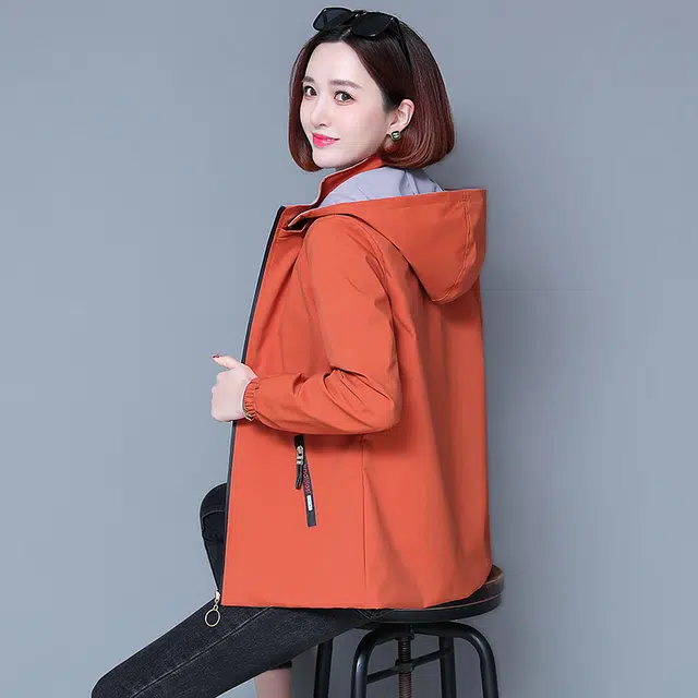 缪斯的诱惑 两面穿时尚潮流洋气减龄百搭多功能一衣两穿挺括适中柔软舒适户外运动防风保暖休闲冲锋工装软壳衣双面穿长袖外套连帽夹克  女款