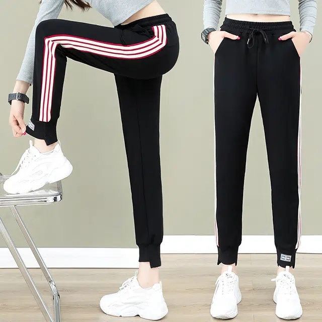 缪斯的诱惑 时尚简约纯色设计保暖舒适亲肤柔软轻薄透气宽松显瘦柔顺面料百搭直筒长裤休闲裤 女款