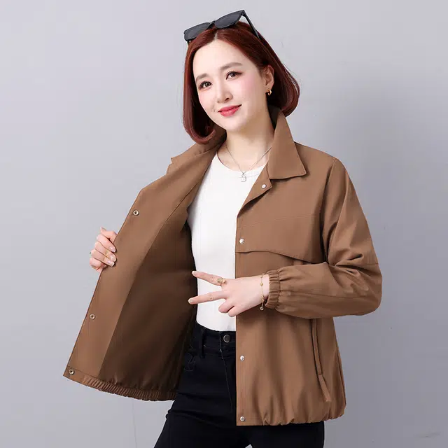缪斯的诱惑 高级感外套轻盈舒适简约百搭防风轻便户外工装登山服通勤显瘦单排扣上衣耐磨耐用运动休闲拼接纯色经典飞行员时尚立领夹克 女款