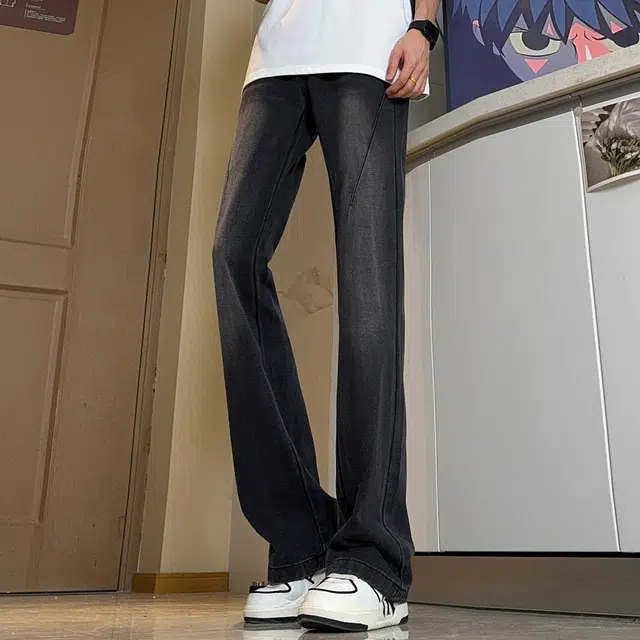 巴塞罗那足球俱乐部 美式复古微喇弹力百搭长裤牛仔裤 男女同款