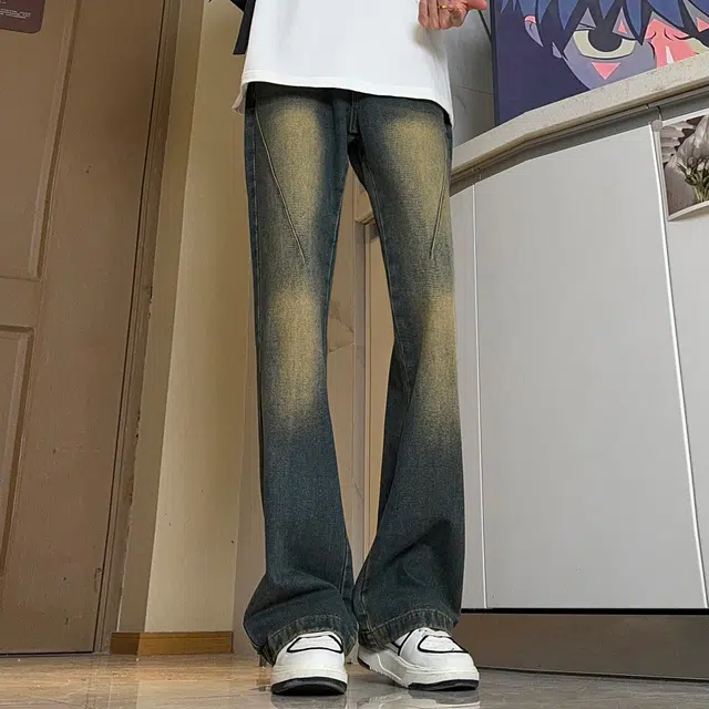 巴塞罗那足球俱乐部 美式复古微喇弹力百搭长裤牛仔裤 男女同款