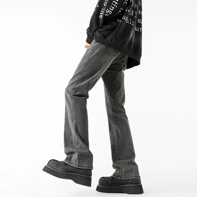 巴塞罗那足球俱乐部 美式复古微喇弹力百搭长裤牛仔裤 男女同款