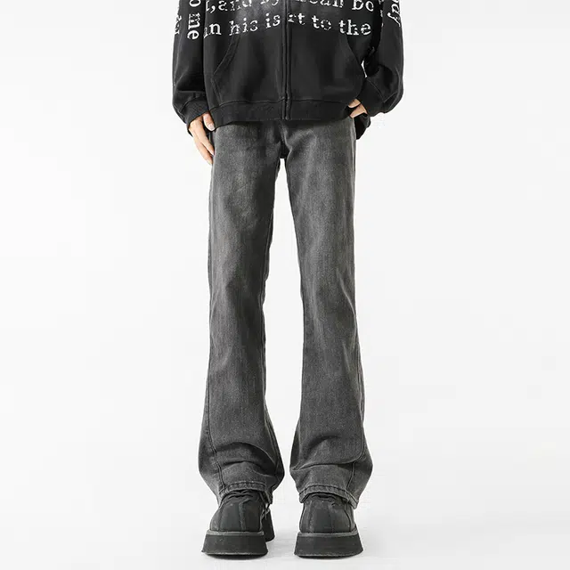 巴塞罗那足球俱乐部 美式复古微喇弹力百搭长裤牛仔裤 男女同款