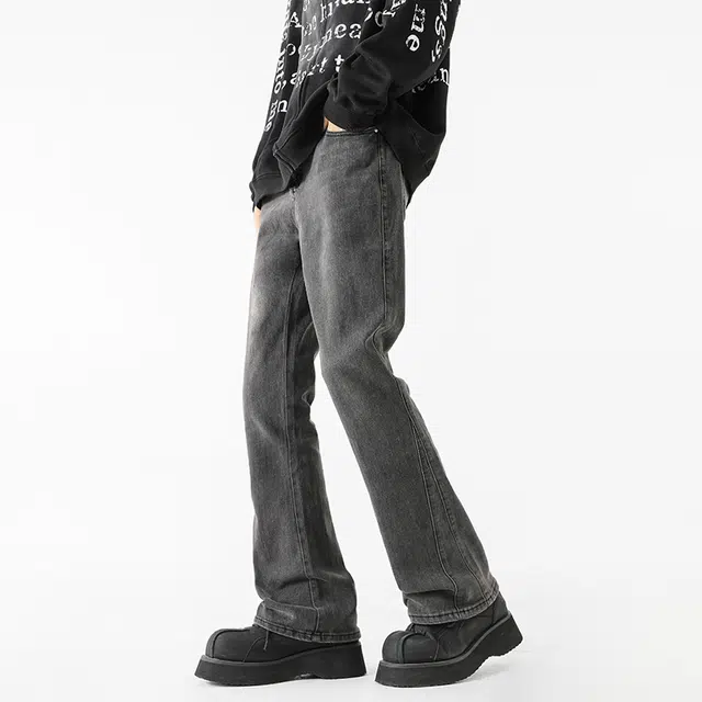 巴塞罗那足球俱乐部 美式复古微喇弹力百搭长裤牛仔裤 男女同款