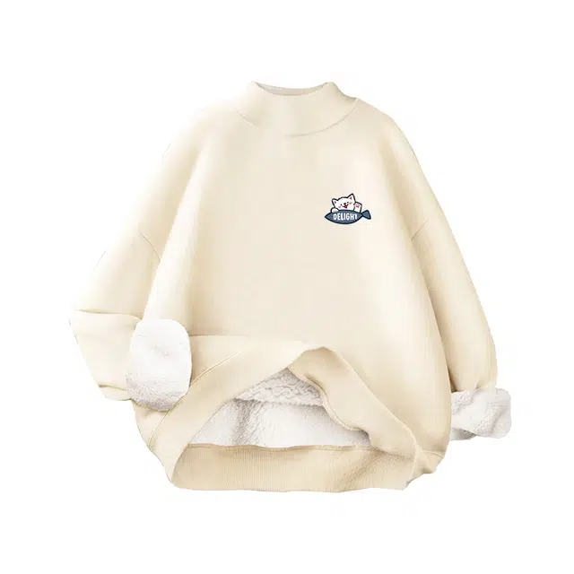 米子旗 羊羔毛加厚冬季卡通动漫常规长袖通勤套头卫衣 女款
