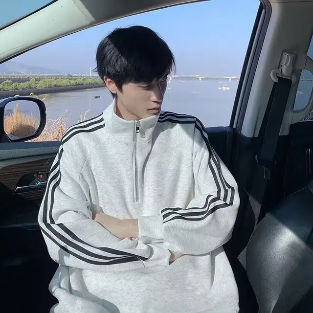 帝狼牛 美式复古高街经典三条杠宽松舒适休闲百搭潮流痞帅开衫长袖外套卫衣 男女同款