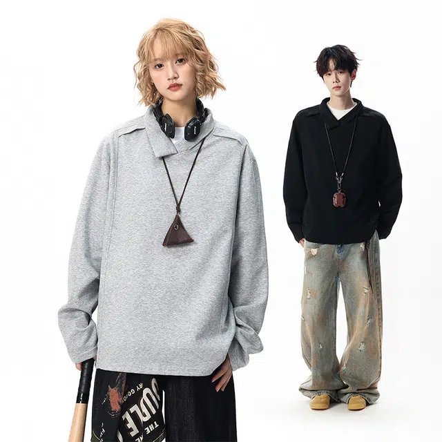 帝狼牛 美式解构风可爱小猫卡通日常通勤长袖卫衣 男女同款