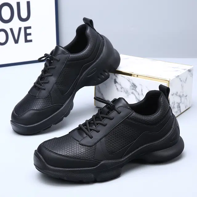 牛皮 健步舒适户外商务运动日常通勤经典百搭 低帮 生活休闲鞋 男款 黑色