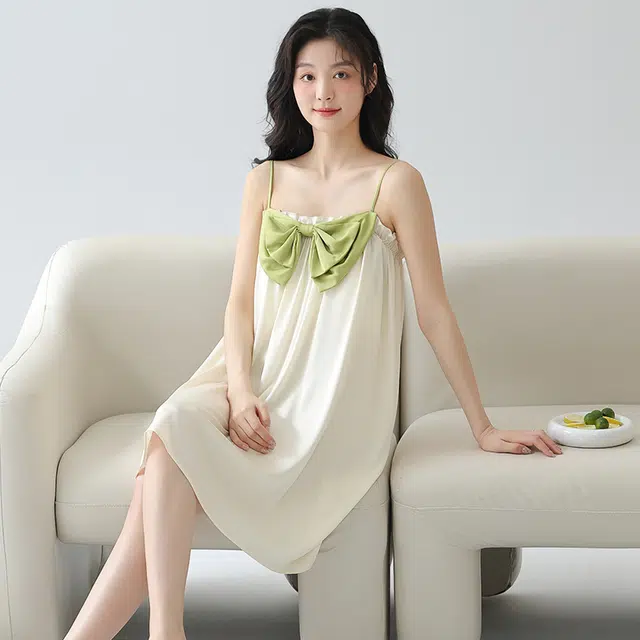 小情歌 凉感简约舒适无袖睡裙 女款 米白色