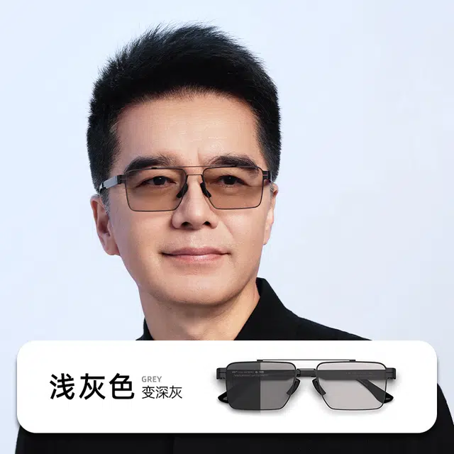 中单 简约高清变色 板材镜架 不规则形 太阳眼镜 男女同款情侣款 黑色