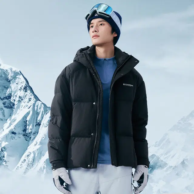 鸭鸭 时尚韩版冬季连帽保暖舒适高质量百搭潮流纯色简约羽绒服 男女同款