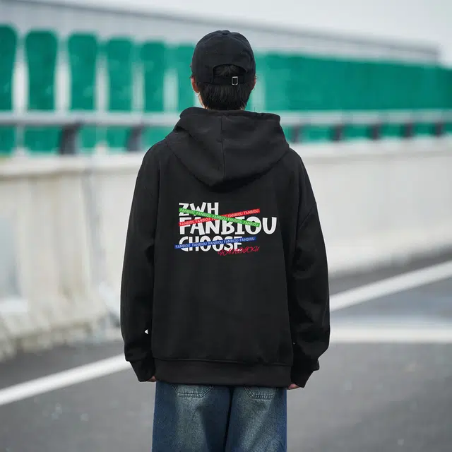范比欧 字母印花休闲宽松连帽卫衣 男女同款