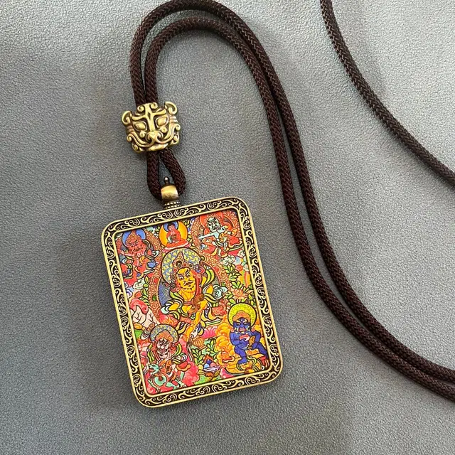 翡宇 藏式唐卡十二生肖八大守护神 民族国风新中式五路财神 健康诸事顺利 平安喜乐扎吉拉姆无事牌送礼#好运 合金 项链 男女同款情侣款