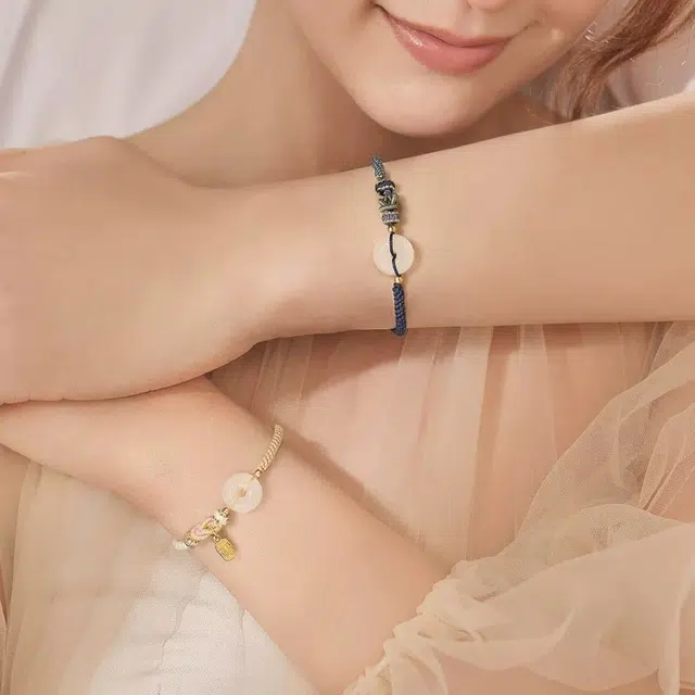 翡宇 【扣住平安】挚爱一生爱情美满 莫相离新中式诸事顺利如意平安扣福牌#好运 玛瑙 手链 男女同款情侣款