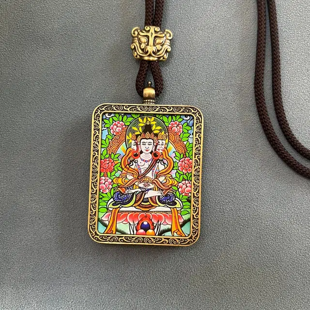 翡宇 藏式唐卡十二生肖八大守护神 民族国风新中式五路财神 健康诸事顺利 平安喜乐扎吉拉姆无事牌送礼#好运 合金 项链 男女同款情侣款