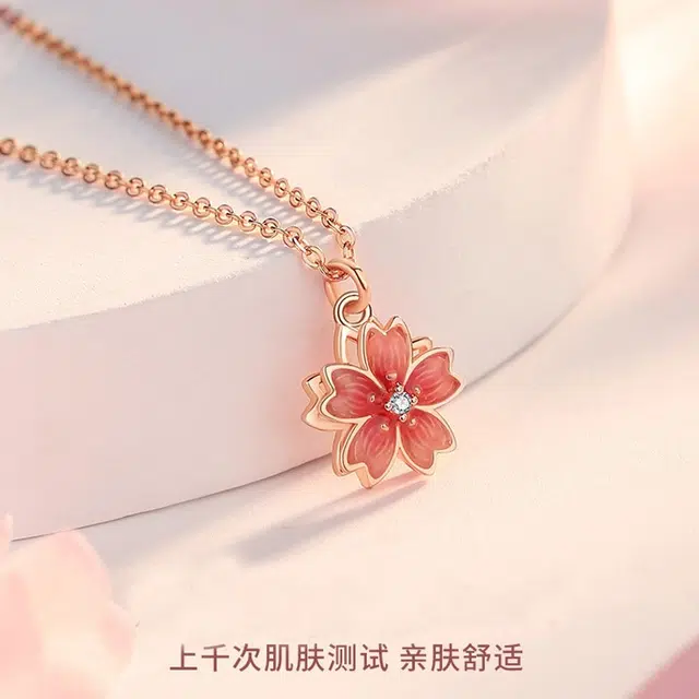 翡宇 【婉转桃花】三生三世十里桃花 新中式国潮小众锁骨链#好运 合金 项链 女款