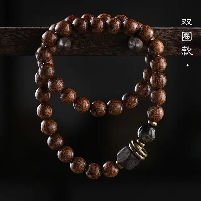 翡宇 【消除烦恼】 新中式国风八方来财转运多圈叠戴基础文玩佛珠招财纳福文艺复古民族风创意上岸手链#好运 檀木 手串 男女同款情侣款