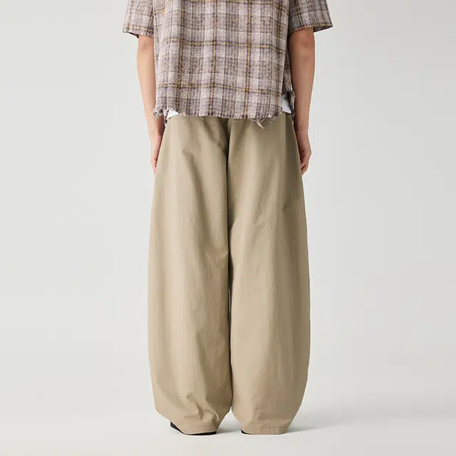 潮人榜 美式复古春夏纯棉弯刀裤男士阔腿拖地直筒长裤垂堕感休闲裤 男女同款