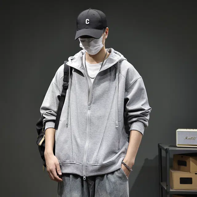 潮人榜 美式复古重磅工装外套男冬季宽松潮牌弹力运动连帽休闲上衣夹克 男款