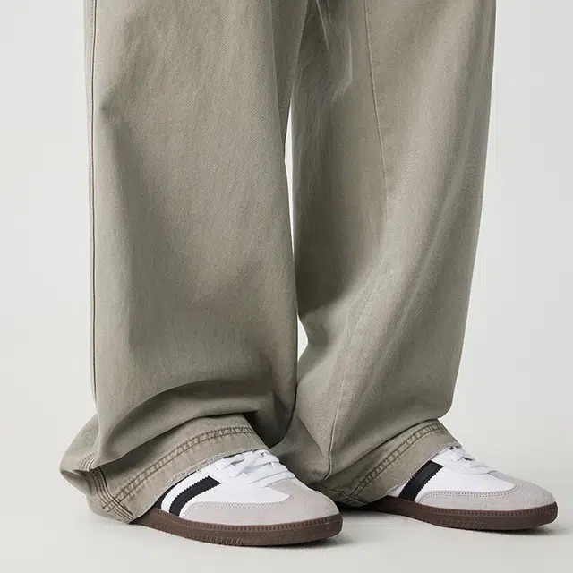 潮人榜 美式复古春秋款直筒拖地裤男士宽松纯棉垂感阔腿简约休闲裤 男女同款