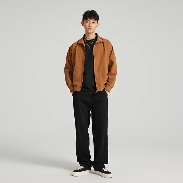 潮人榜 美式高街复古装订设计直筒休闲长裤男士宽松简约松紧腰牛仔裤 男女同款