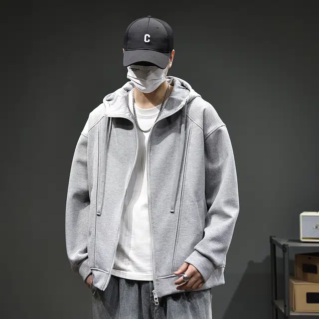 潮人榜 美式复古重磅工装外套男冬季宽松潮牌弹力运动连帽休闲上衣夹克 男款