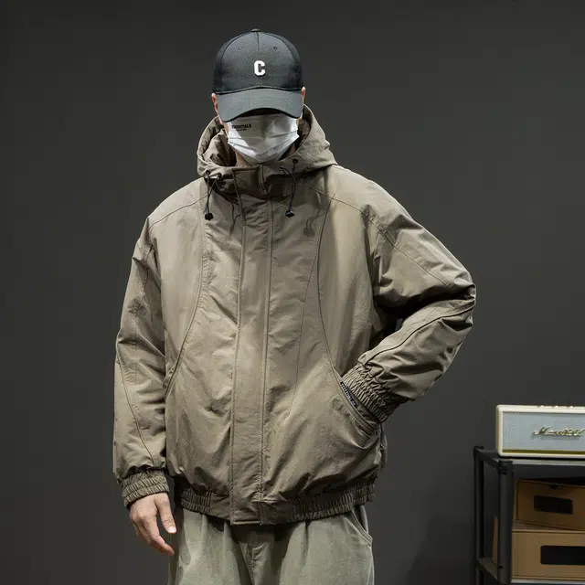 潮人榜 美式复古工装上衣男冬季宽松大码连帽棉衣外套潮牌痞帅户外保暖棉服 男款