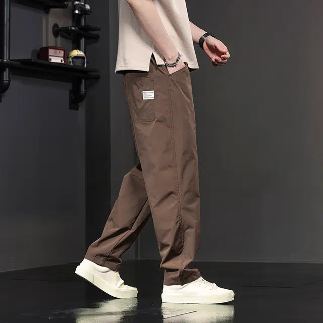 潮人榜 美式拼接防水防污速干裤筒长裤休闲裤 男款