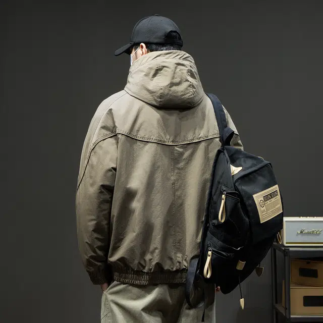潮人榜 美式复古工装上衣男冬季宽松大码连帽棉衣外套潮牌痞帅户外保暖棉服 男款