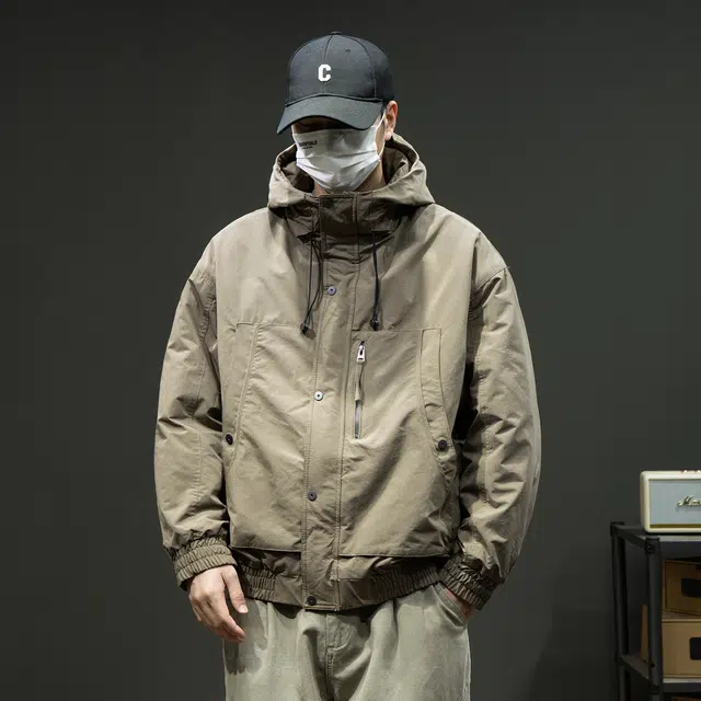 潮人榜 美式复古工装棉衣男冬季宽松大码连帽外套潮牌痞帅运动防风所以棉服 男款