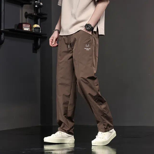 潮人榜 美式拼接防水防污速干裤筒长裤休闲裤 男款