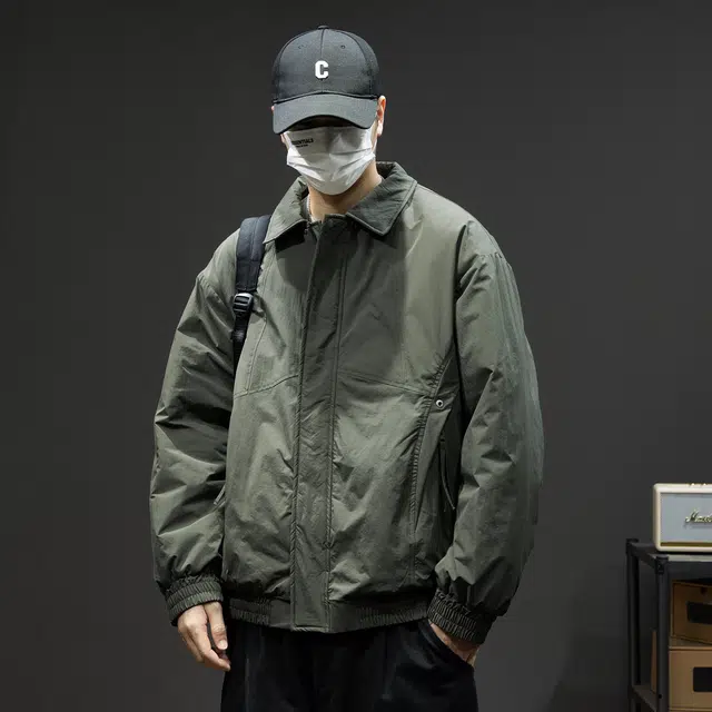 潮人榜 美式复古工装夹克男冬季宽松大码翻领棉衣外套潮牌痞帅上衣棉服 男款