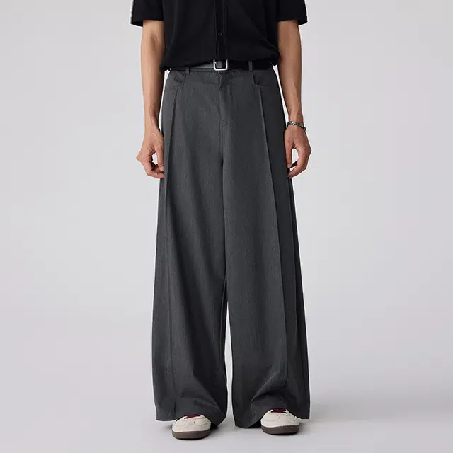 潮人榜 夏季薄款莱赛尔凉感弹力直筒裤男士宽松老钱风液态版垂堕西装休闲裤 男女同款