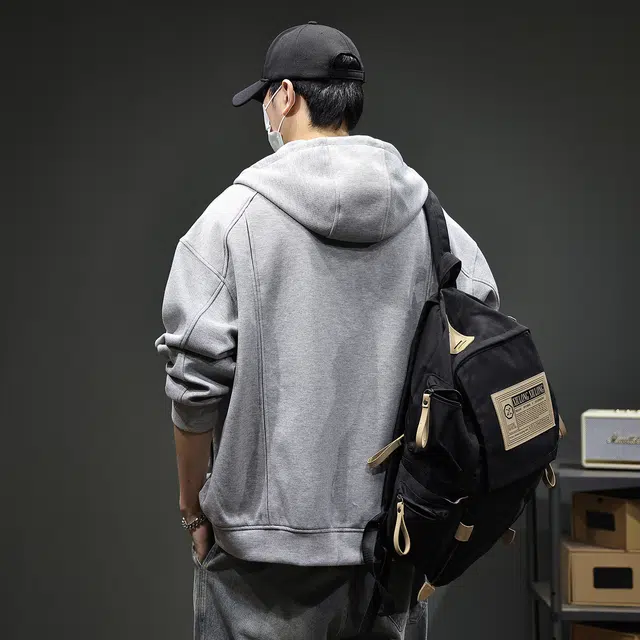 潮人榜 美式复古重磅工装外套男冬季宽松潮牌弹力运动连帽休闲上衣夹克 男款