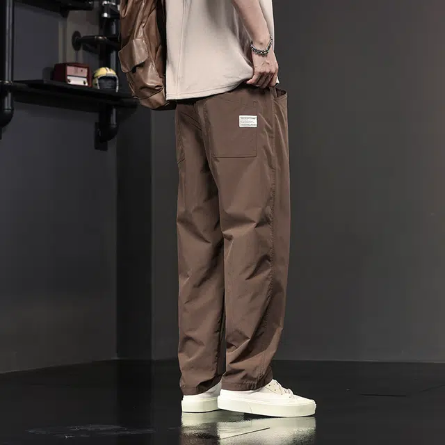 潮人榜 美式拼接防水防污速干裤筒长裤休闲裤 男款
