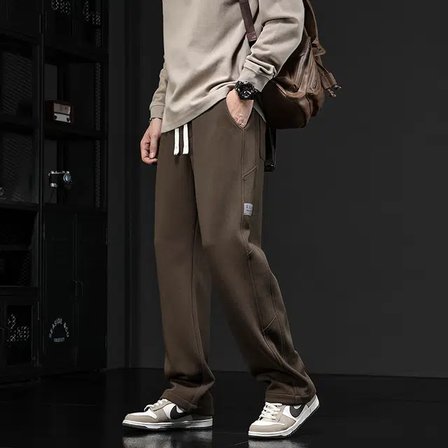 潮人榜 潮流直筒裤秋季宽松潮牌拖地碳素运动卫裤休闲裤 男女同款