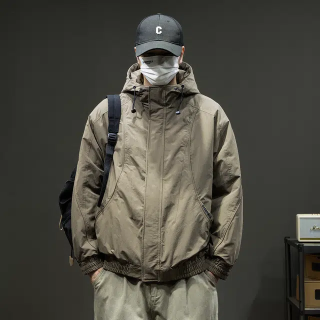 潮人榜 美式复古工装上衣男冬季宽松大码连帽棉衣外套潮牌痞帅户外保暖棉服 男款