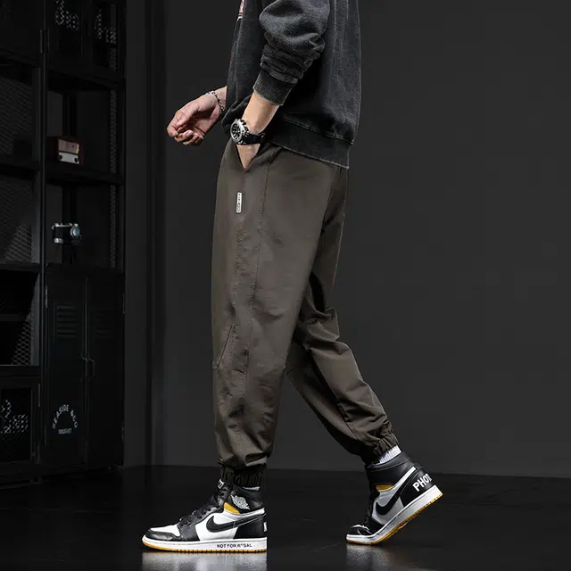 潮人榜 潮人榜厚款束脚裤男宽松抽绳松紧腰春秋季潮流男士长裤休闲裤 男款