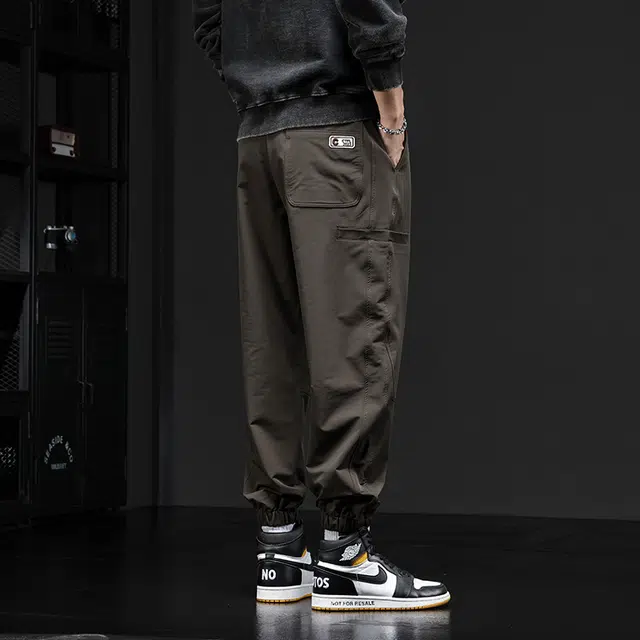 潮人榜 潮人榜厚款束脚裤男宽松抽绳松紧腰春秋季潮流男士长裤休闲裤 男款