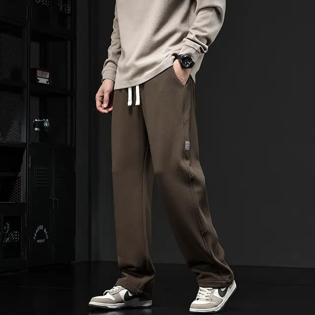 潮人榜 潮流直筒裤秋季宽松潮牌拖地碳素运动卫裤休闲裤 男女同款
