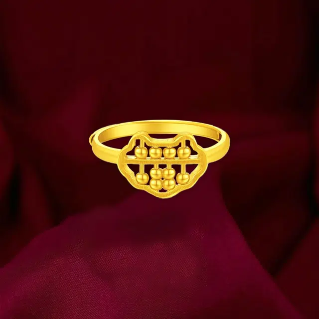 弗风树 算盘如意祥云转运珠指环 足金 一口价 黄金戒指 男女同款情侣款