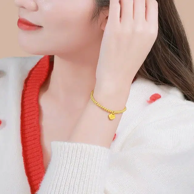 弗风树 精致轻奢优雅贵气高级感有福钻石新中式国风祥福锁古法小众通勤小巧气质端庄个性大气 足金 一口价 手串 女款