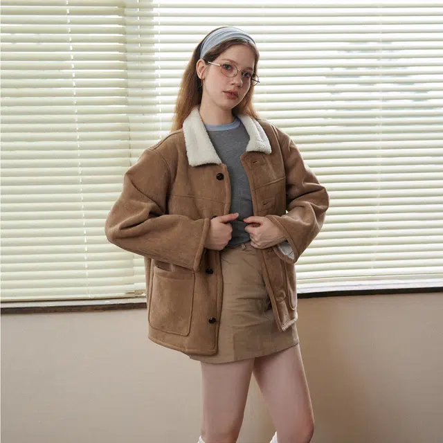 佐贝卡 加厚加绒翻领休闲复古棉服 女款