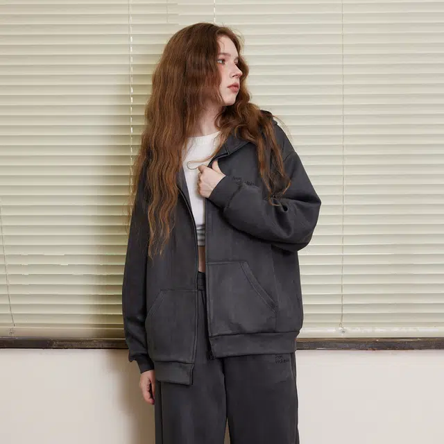 佐贝卡 麂皮休闲美式复古开衫休闲卫衣 男女同款