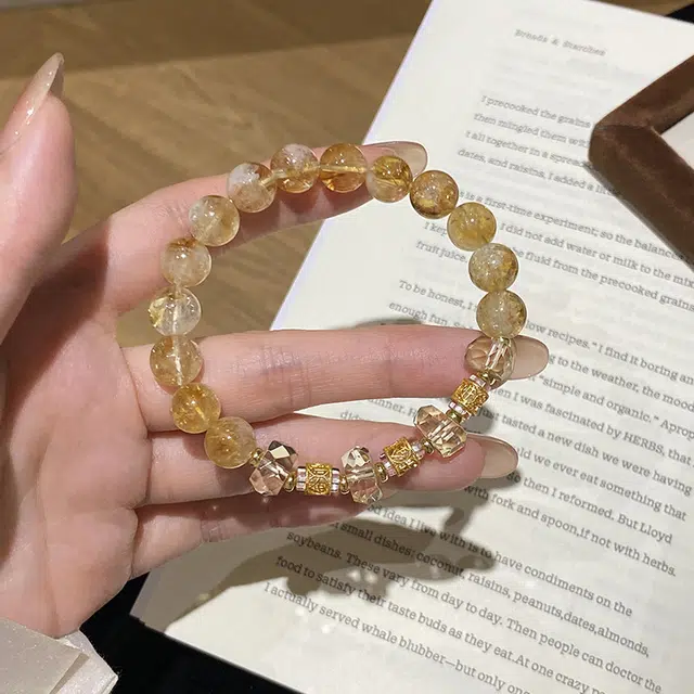 遇点 简约潮流 #好运美拉德风小众轻奢高级感设计天然 黄水晶 手串 女款