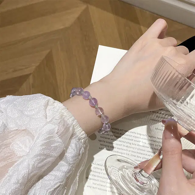 遇点 复古个性手工串珠叠戴 #好运气质简约精致天然 紫水晶 手串 女款
