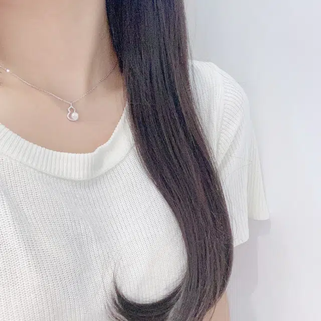 遇点 葫芦福禄 好运轻奢小众锁骨链  精致温柔闪耀氛围感 日常通勤 淡水珍珠 项链 女款