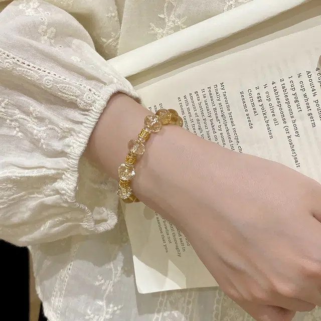 遇点 简约潮流 #好运美拉德风小众轻奢高级感设计天然 黄水晶 手串 女款