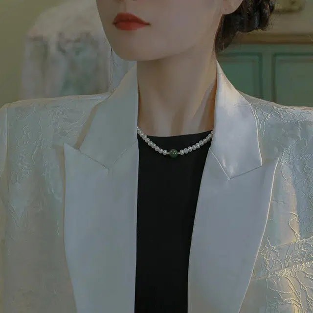 遇点 锁骨链 新中式国潮精致优雅复古链 日常通勤 淡水珍珠 项链 女款